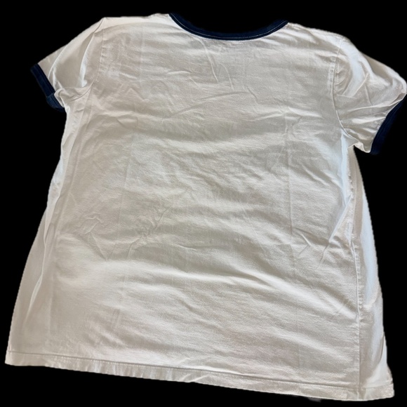 Patagonia Ladies White Short Sleeve T Shirt with Navy Trim L - Picture 2 of 4